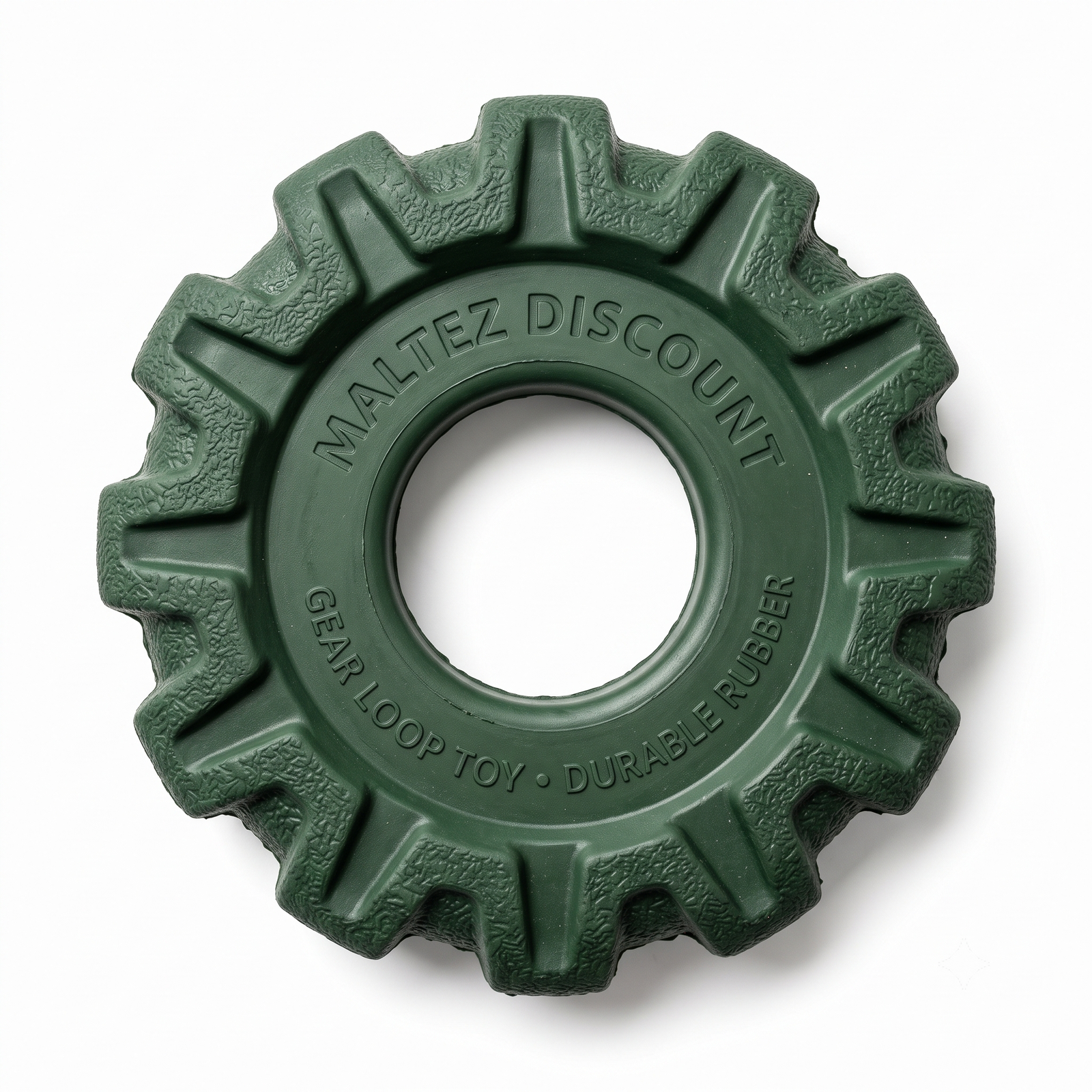 Maltez Discount Heavy-Duty Gear Loop Dog Chew Toy - Green Durable Rubber