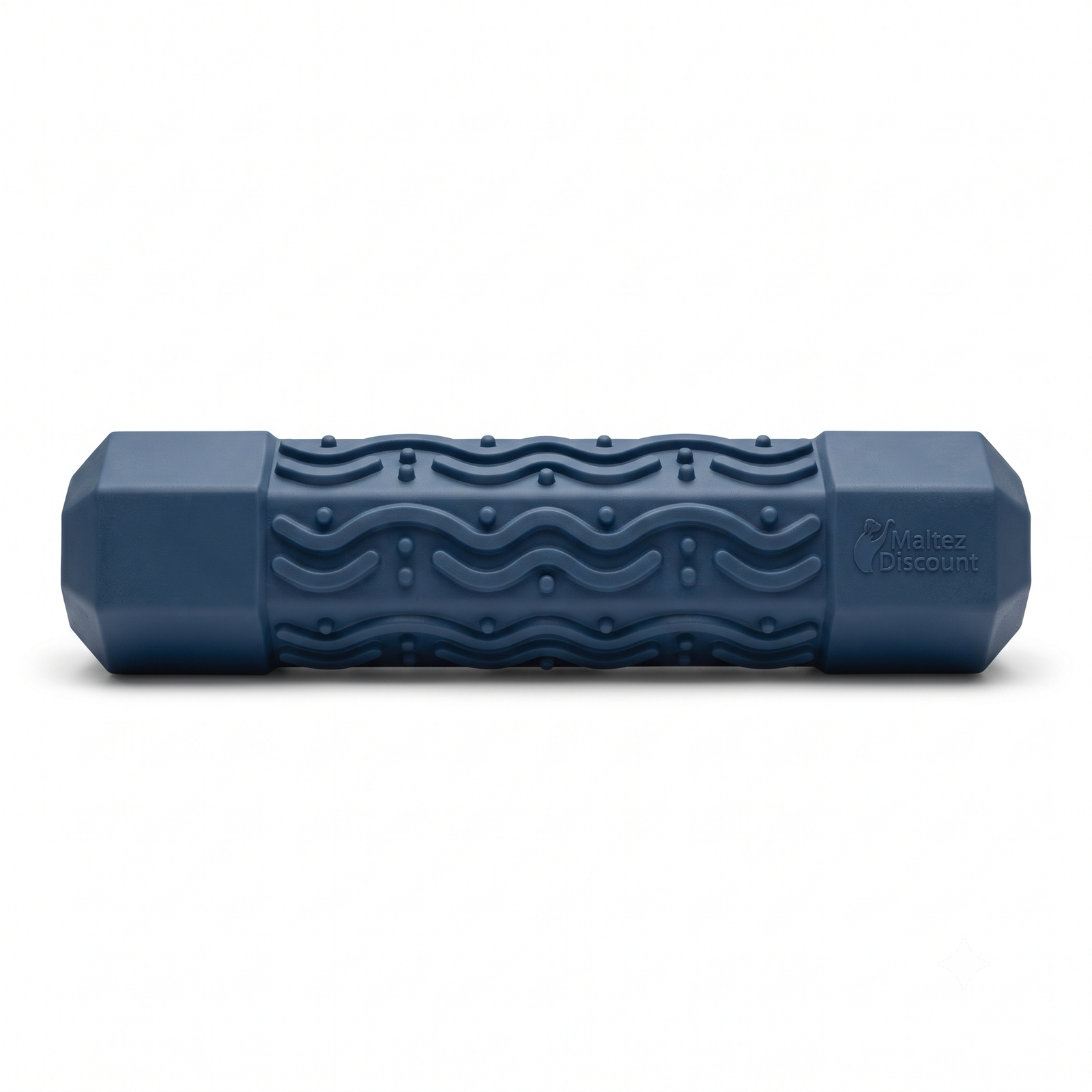Maltez Discount Heavy-Duty Textured Rubber Roller Dog Chew Toy - Blue