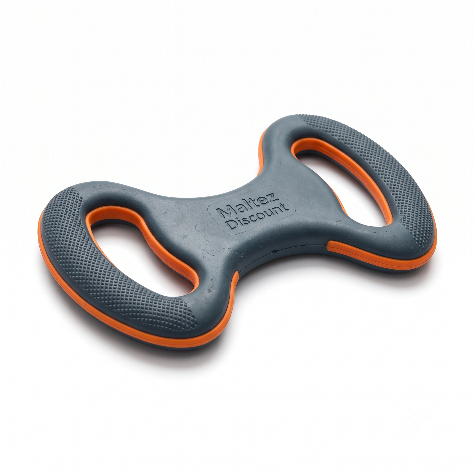 Maltez Discount Heavy-Duty Dual-Handle Rubber Tug Dog Chew Toy - Grey/Orange