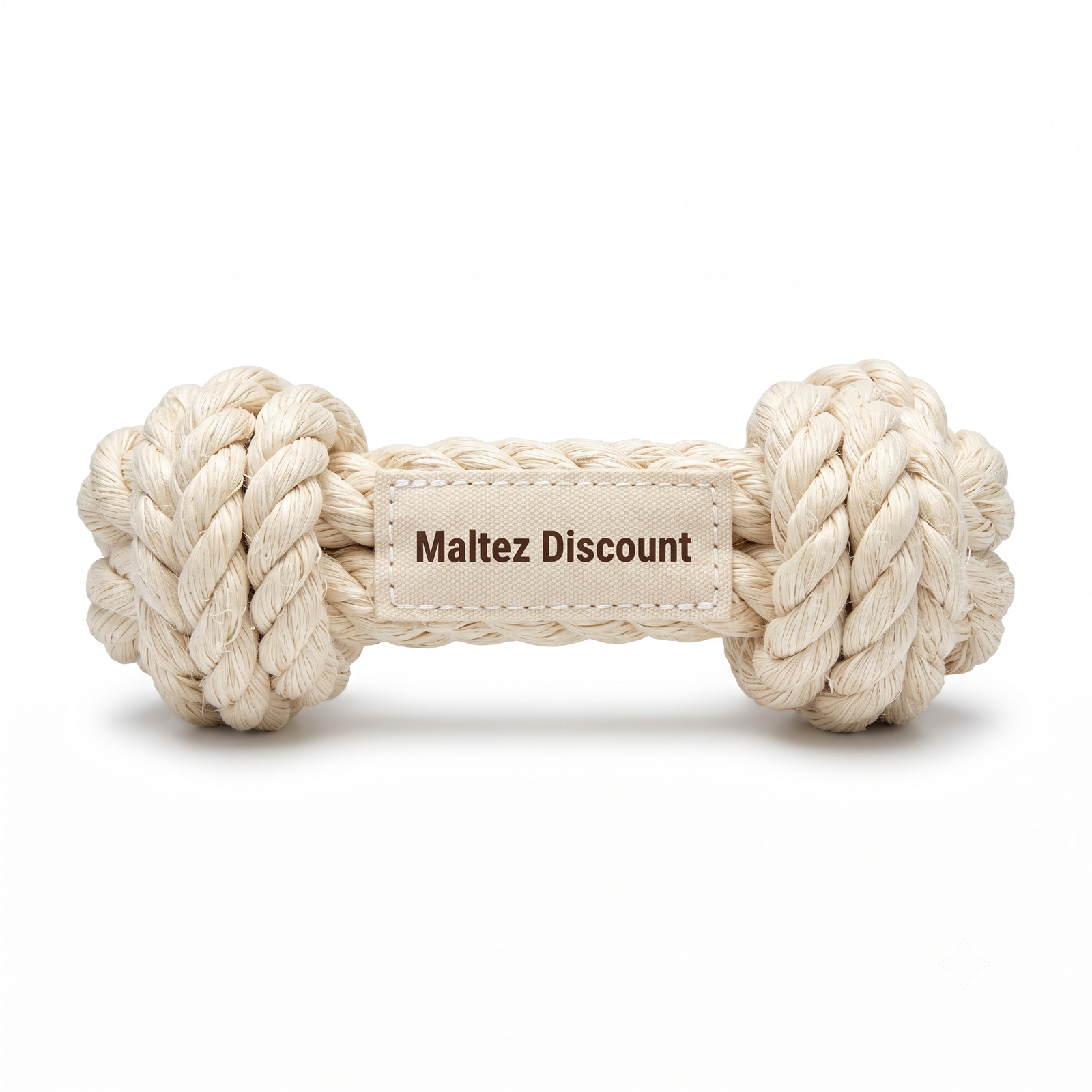 Maltez Discount Heavy-Duty Natural Cotton Rope Bone Dog Toy - Beige