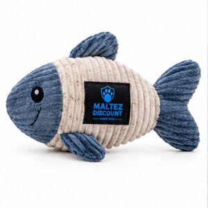 Maltez Discount Plush Fish Cat Toy with Refillable Compartment - Blue and Beige