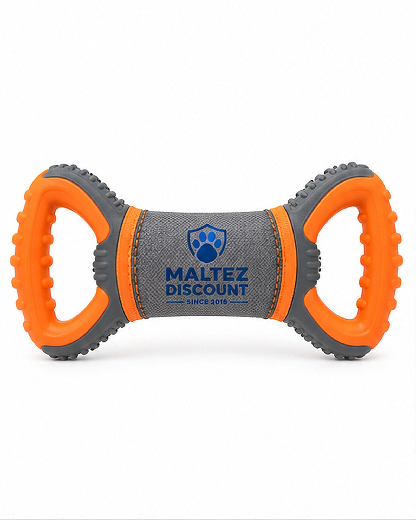 Maltez Discount Dual Handle Dog Tug Toy - Orange and Gray