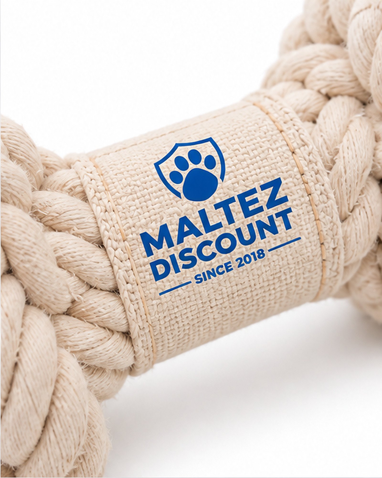 Maltez Discount Knotted Rope Bone Dog Toy - Natural - Image 2