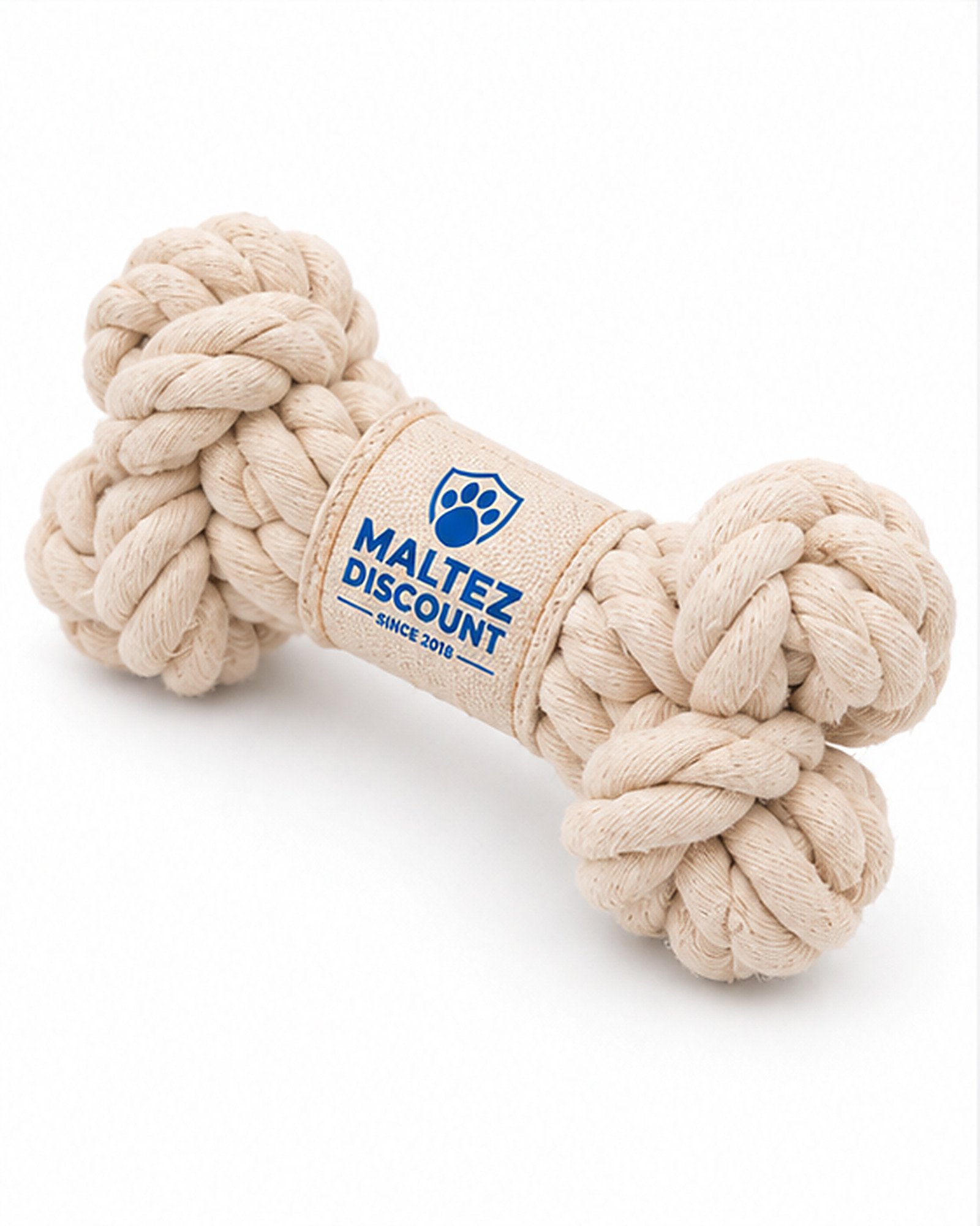 Maltez Discount Knotted Rope Bone Dog Toy - Natural - Image 3