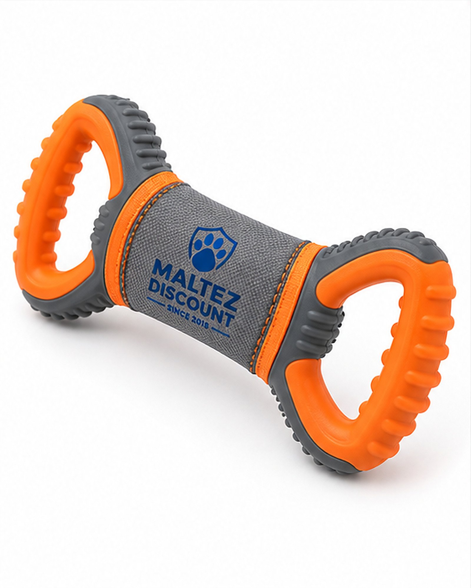 Maltez Discount Dual Handle Dog Tug Toy - Orange and Gray - Image 3