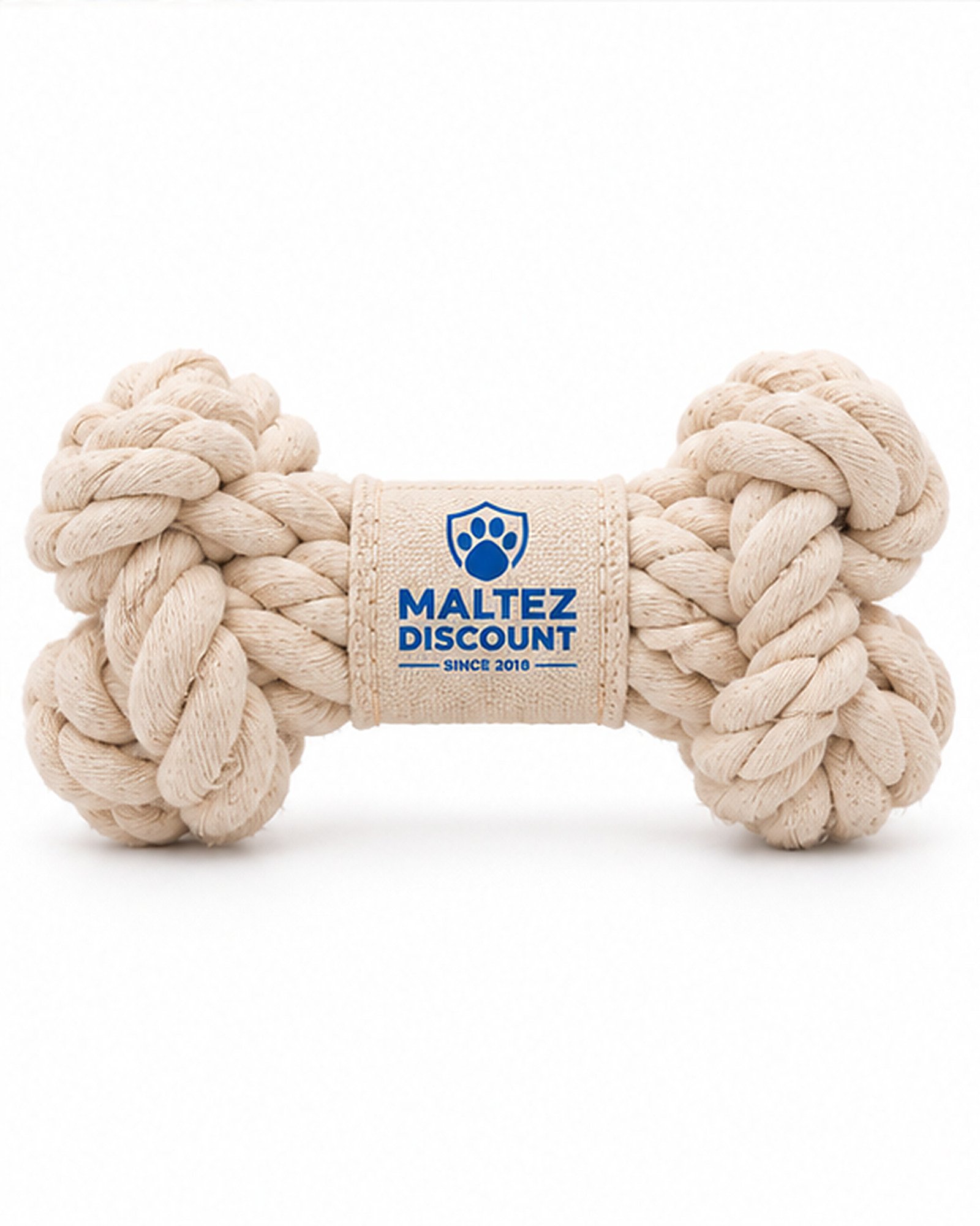 Maltez Discount Knotted Rope Bone Dog Toy - Natural - Image 4