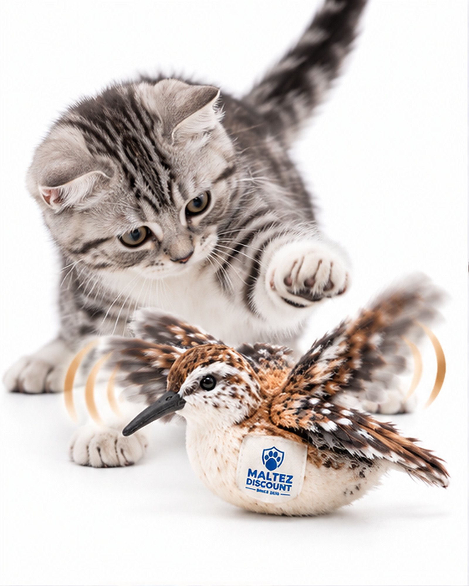 Maltez Discount Rechargeable Interactive Bird Cat Toy - Brown and White - Image 5