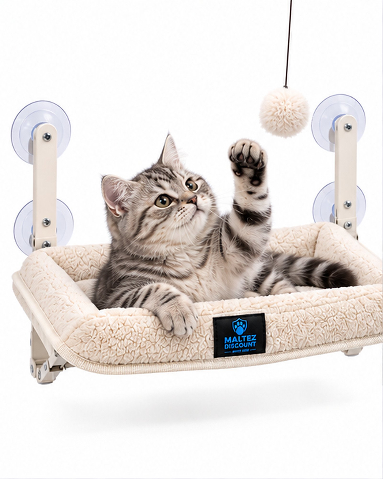 Maltez Discount Suction Cup Window Cat Perch - Cream - Image 5