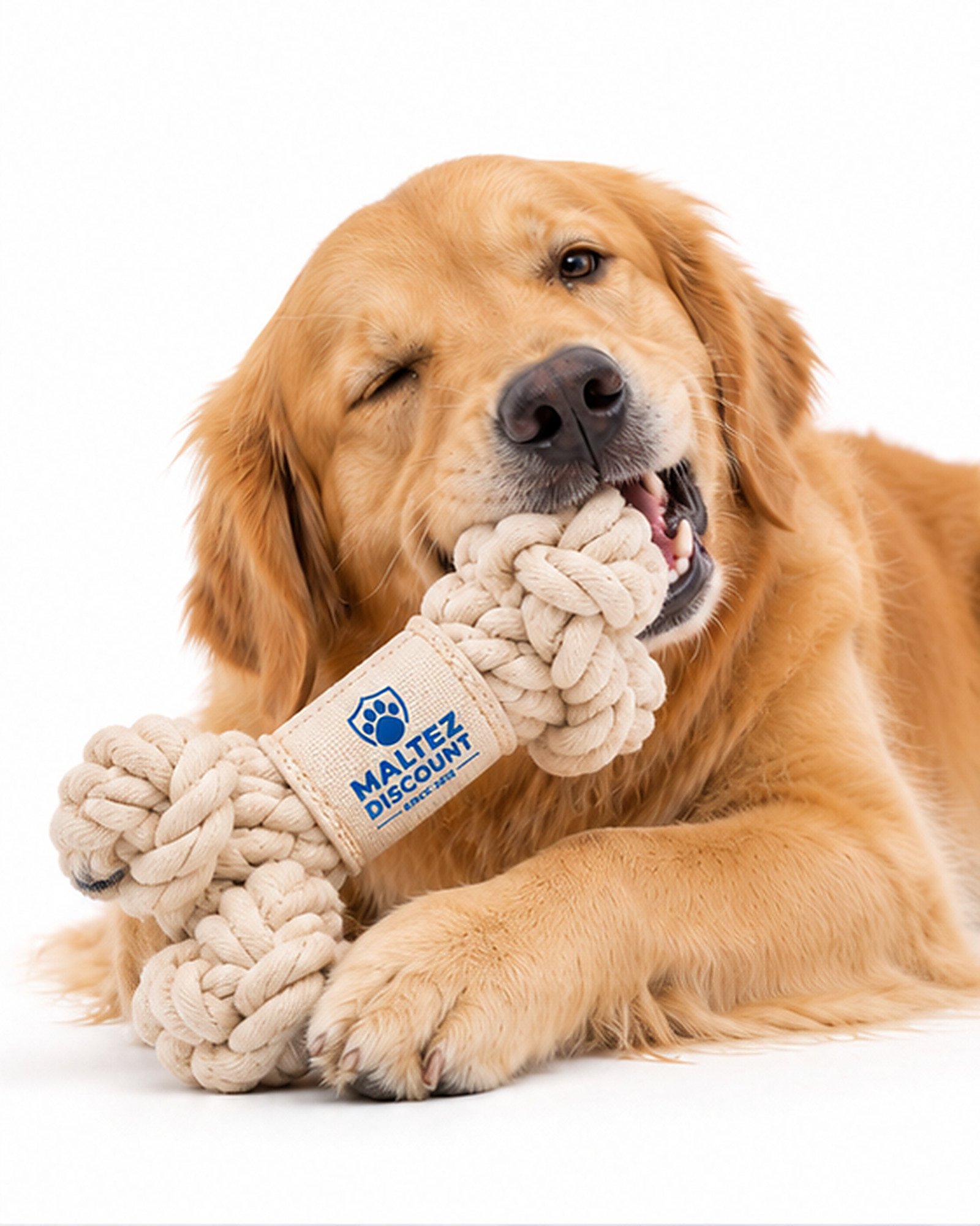 Maltez Discount Knotted Rope Bone Dog Toy - Natural - Image 6