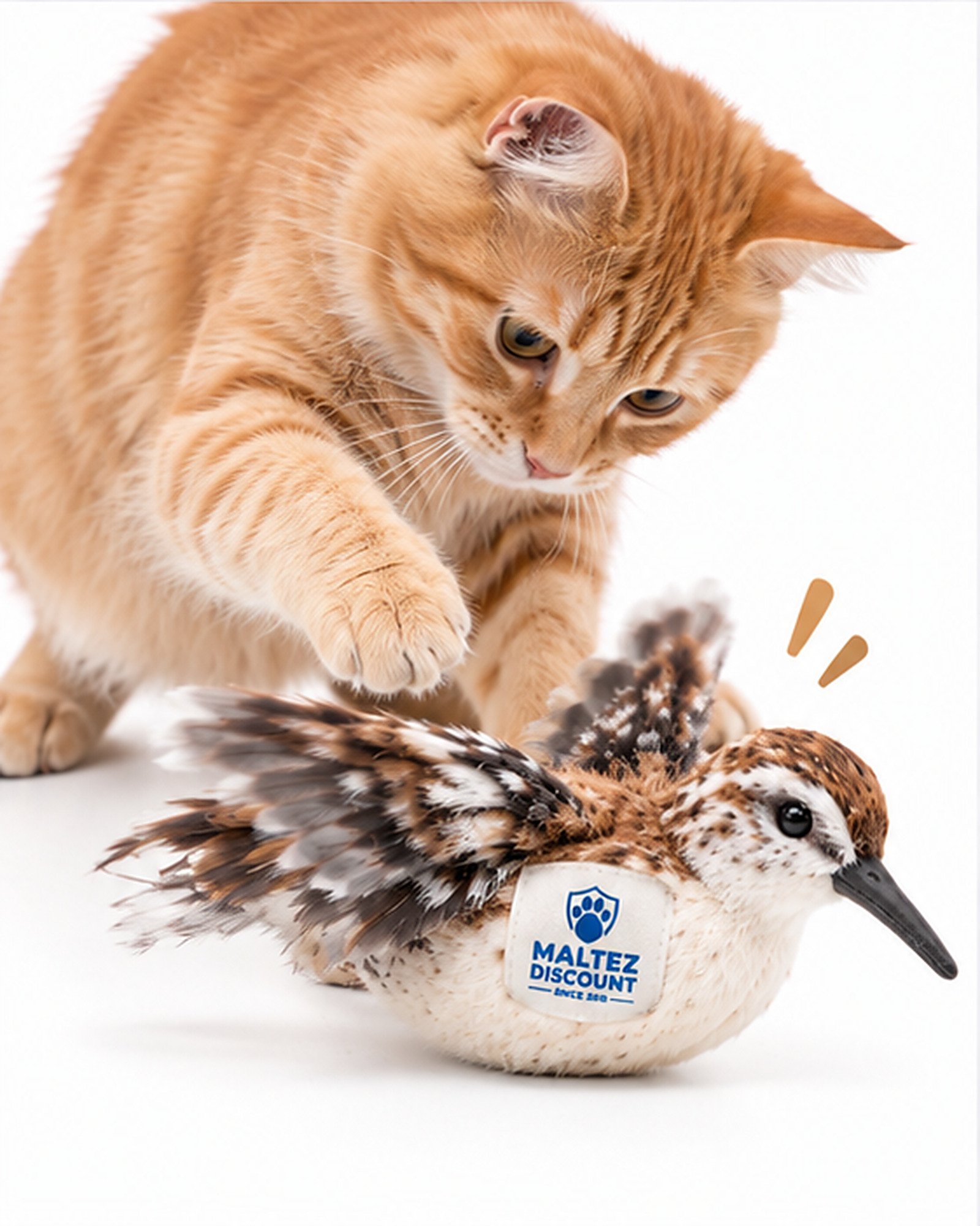 Maltez Discount Rechargeable Interactive Bird Cat Toy - Brown and White - Image 7