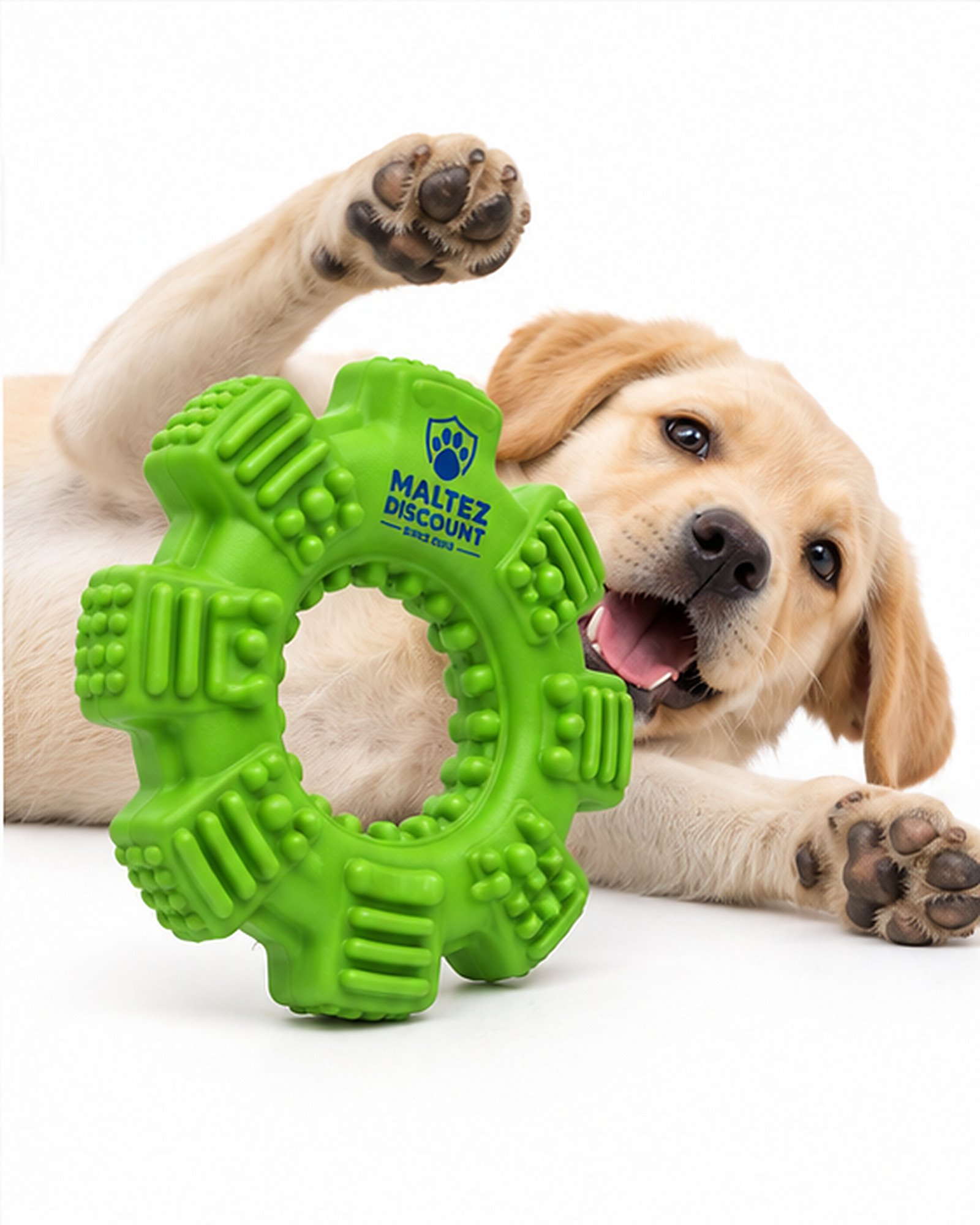 Maltez Discount Textured Ring Dog Chew Toy - Green - Image 8