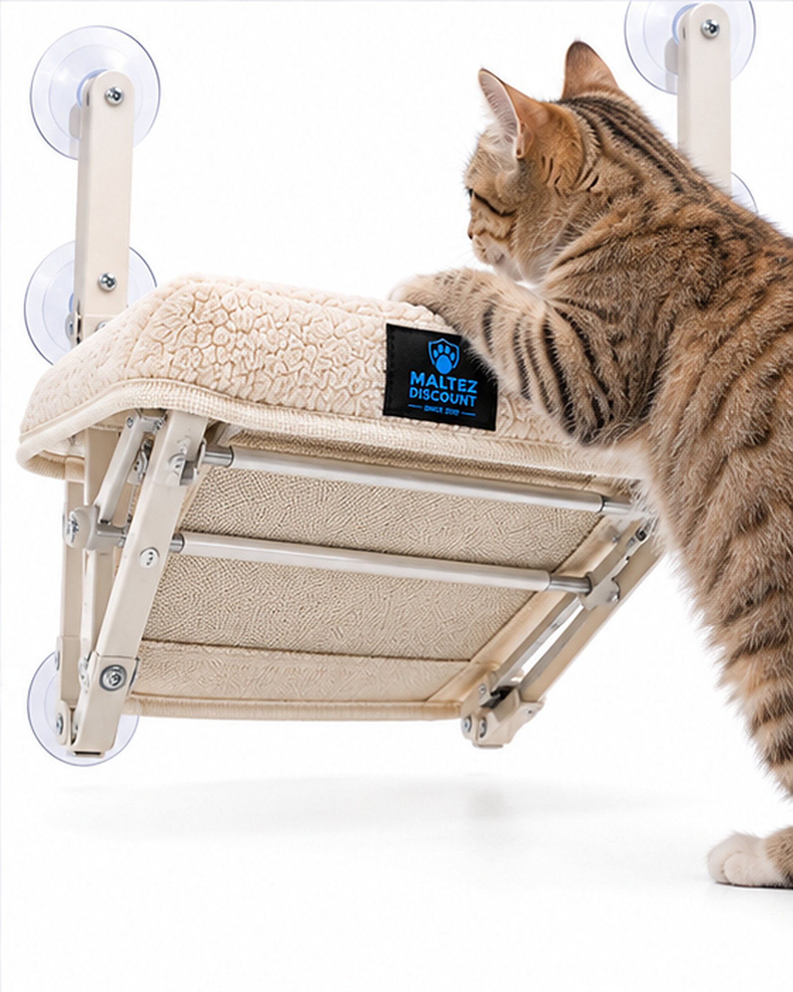 Maltez Discount Suction Cup Window Cat Perch - Cream - Image 8